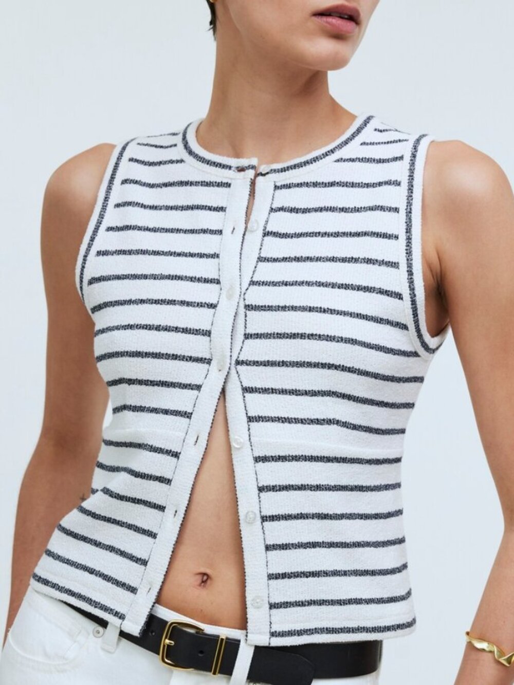 (NWT) Split-Crewneck Cardigan Tank - Lighthouse (Size Small)